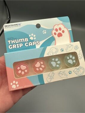 GEEKSHARE Thumb Grip Caps Pink & Blue Cat Paw Print Set Switch, Switch Lite/OLED
